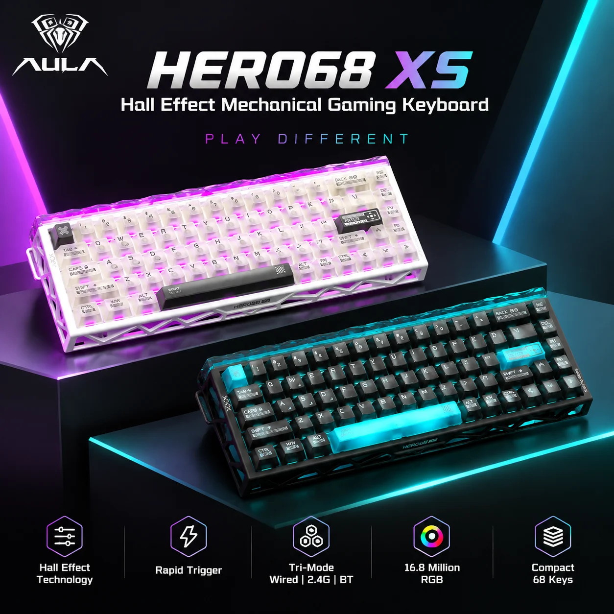 Gaming Keyboard Nearby - Teclado Inalámbrico para Juegos Aula Hero68