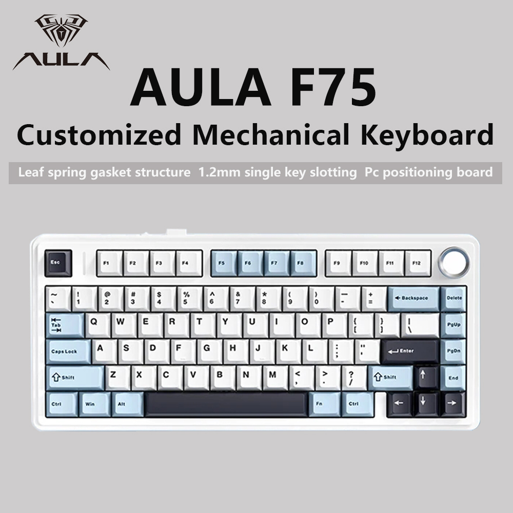 Keyboard Gaming Blue Switch - AULA-Teclado mecánico F75 2,4G para juegos,